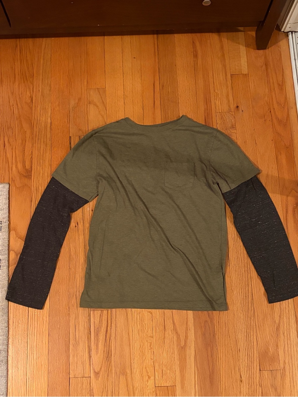 Target Olive Green and Dark Gray Layered-Look Long Sleeve Tee